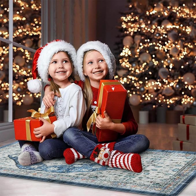 Collive Boho Kitchen Rugs Set of 2 Non Skid Kitchen Mats for Floor Cushioned Anti Fatigue Kitchen Floor Mats Waterproof Comfort Heavy Duty Foam Mats for Standing Desk Sink Laundry, 17"x30"+17"x47"