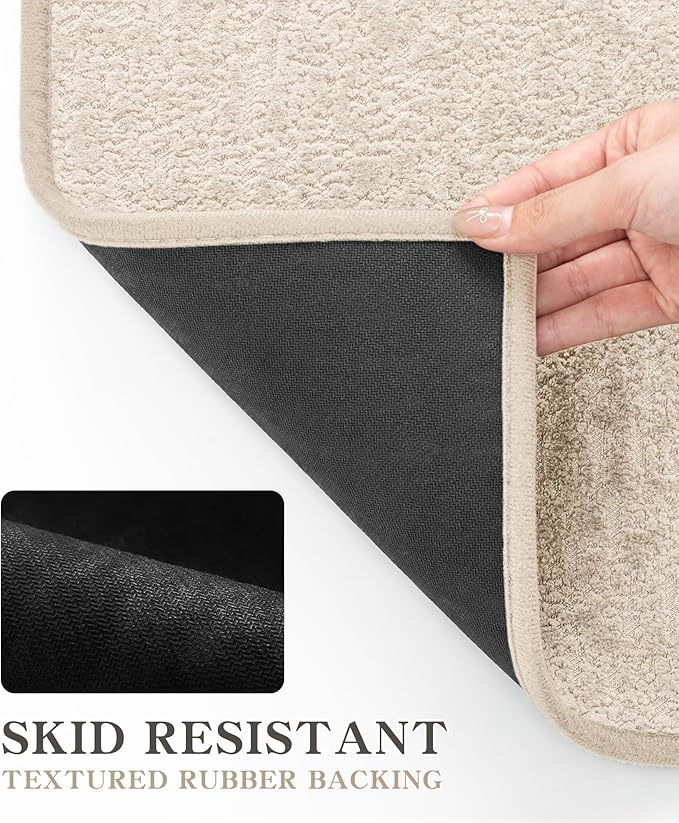 chakme Bathroom Rugs Mat 36x24, Ultra Thin Non Slip Bath Mat Quick Dry Absorbent Bath Mat for Bathroom Floor, (Light Beige, 36"x24")