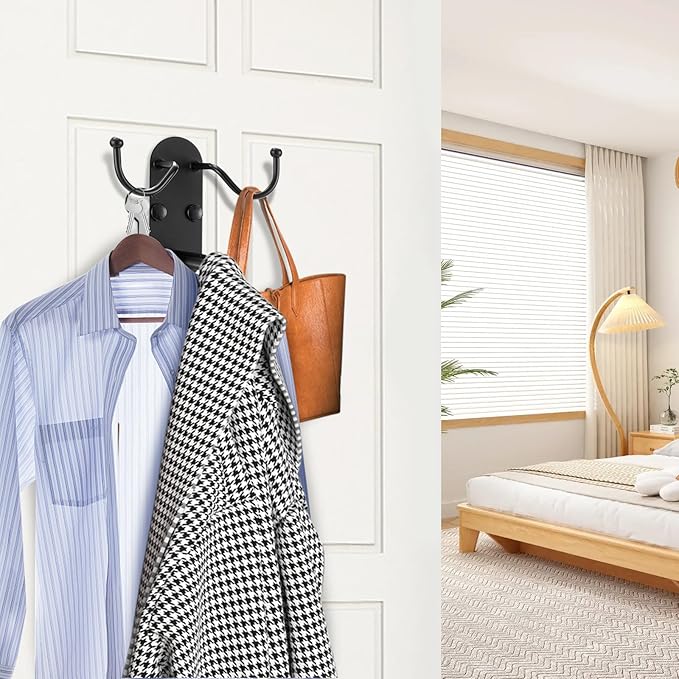 Clothes Hanger Storage, Clothes Hanger Storage Organizer, Damage Free Hanging Wall Hangers for Hanging in Living Spaces, Black