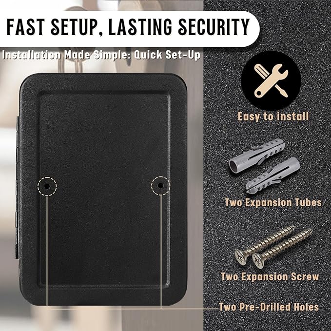 Flexzion Key Box Wall Mount with Code - Black Key Cabinet Lock Box Key Storage Box Wall Mount with Combination Lock, Secured Key Organizer Box with 48 Colored Key Holder for Homes, Office, Apartments