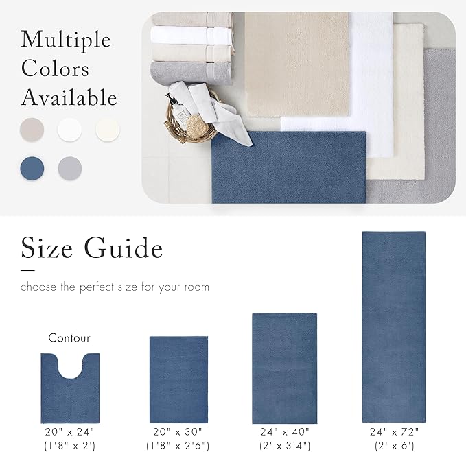 Madison Park Signature Marshmallow Bathroom Rug Non Slip, Luxrurious Plush Bath Mat, Absorbent, Quick Dry, Spa Design Bath Room Décor, 20x30, Navy