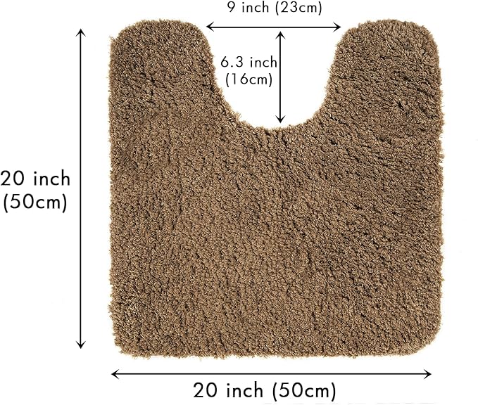 MIULEE Microfiber Toilet Bath Mat U-Shaped Contour Shaggy Bathroom Rugs Non Slip Extra Thick Soft Bath Rug Absorbent Water for Bathroom Commode Machine Washable(20x20 Inch, Light Brown)