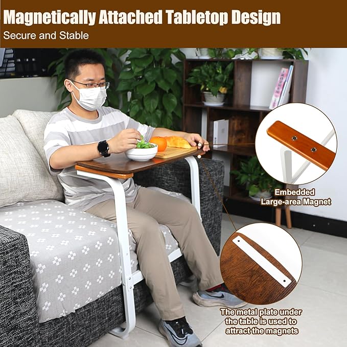 Couch Stand Assist with Detachable Tray - Chair Lift Assist Devices for Seniors, Multifunctional Sitting and Standing Aid with Real Wood Handle, Heavy-Duty Square Metal Frame
