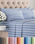 King 6 Piece Sheet Set - Cooling & Breathable Bed Sheets - Hotel Luxury Bed Sheets for Women, Men, Kids & Teens - Bedding w/Deep Pockets & Easy Fit - Soft & Wrinkle Free - King Blue Stripes Sheets