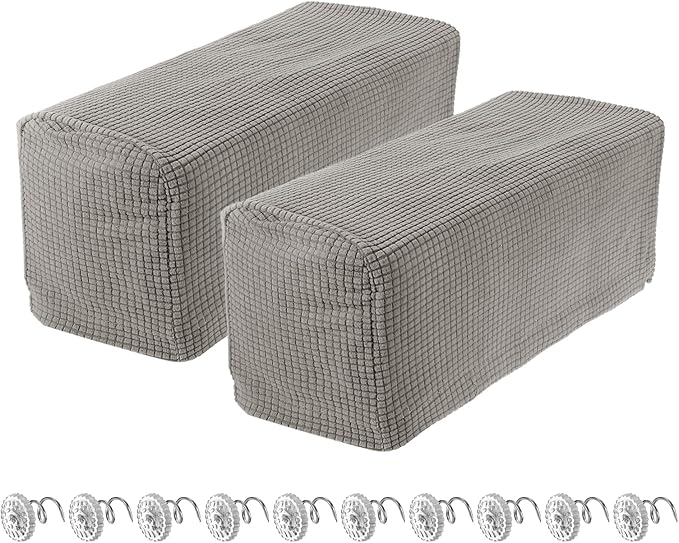 uxcell 2pcs Stretch Armrest Covers for Chairs/Sofas, Couch Arm Covers with Twist Pin, Furniture Protector Slipcovers Taupe