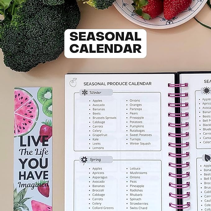 Life & Apples Meal Planner with Grocery List – Undated Weekly Menu & Meal Prep Notebook for Women & Men, Healthy Eating & Weight Loss Planner, 52-Week Spiral Bound Journal, Pineapples