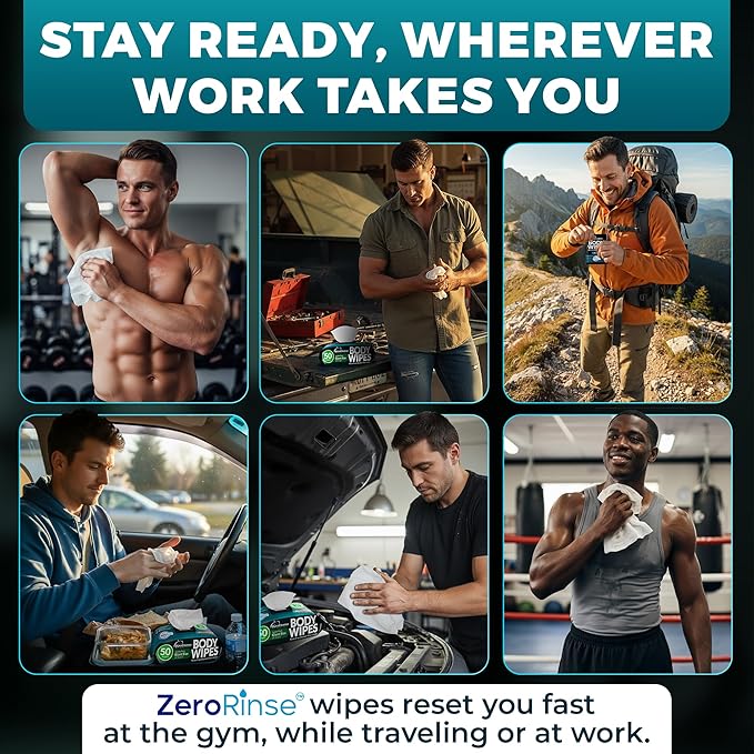 Body Wipes for Men - Maximum Cleaning Power (Ultra Clean) - 2 Pack (108 Wipes), XL No-Rinse Shower Sheets, Waterless Bathing Wipes for After Gym, Camping & Travel