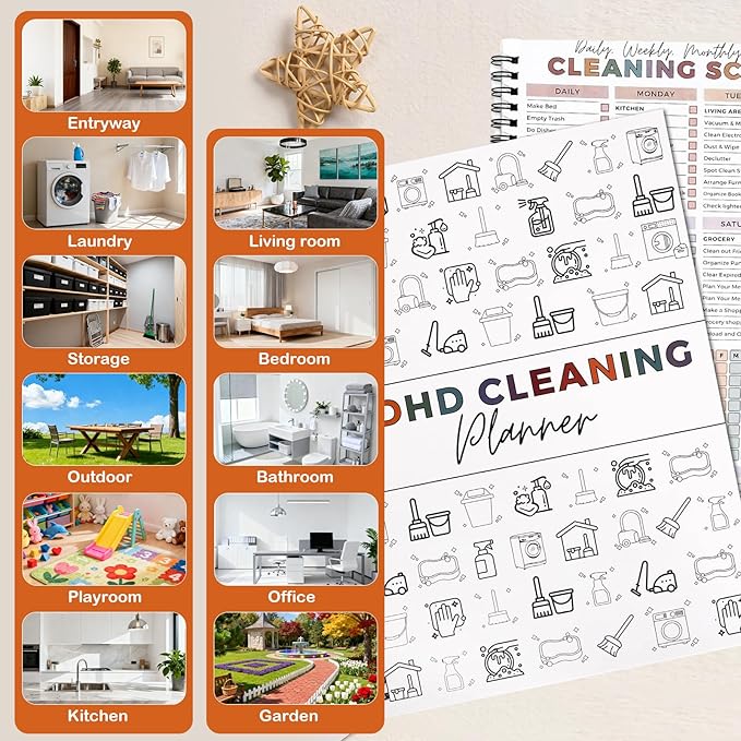 Adhd Cleaning Planner, Customizable Daily, Weekly, Monthly Home Cleaning Checklist for ADHD & Household Chore Management | Editable Organizer for Stress-Free Cleaning Routines