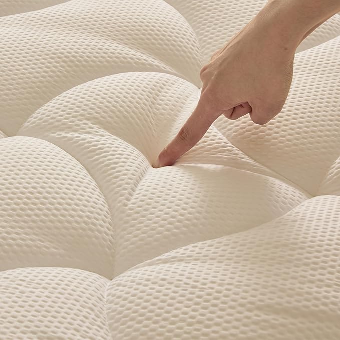 SLEEP ZONE Cooling Twin Mattress Topper for Single Bed, Premium Zoned Cool Mattress Pad Cover, Padded Mattress Protector Breathable Washable, Deep Pocket 8-21" (Beige, Twin)