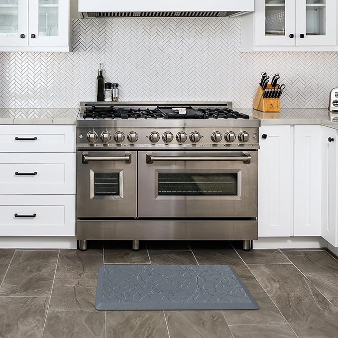 Anti Fatigue Kitchen Mat for Floor by DAILYLIFE, 3/4" Thick Kitchen Cushioned Mat, Standing Comfort Mat for Home, Office, Garage, Non-Slip Bottom, Waterproof & Easy-to-Clean (20" x 30", Grey)