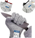 Dowellife Cut Resistant Gloves Food Grade Level 5 Protection, Safety Kitchen Cuts Gloves for Oyster Shucking, Fish Fillet Processing, Mandolin Slicing, Meat Cutting and Wood Carving. (Large-2 Pairs)