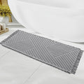 H.VERSAILTEX Waffle Bath Runner Rug Long Bath Mat Super Absorbent Boho Bath Rugs Non Slip Bath Runner for Bathroom Floor Machine Washable Dry Fast Bathroom Rugs with Tassels, 24" x 60", Dove