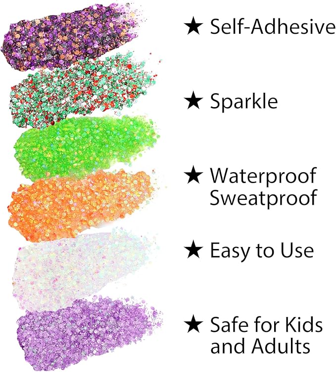 Mysense Iridescent White Body Glitter Stick, Face Hair Glitter Gel for Kids, Festival Rave Outfit Accessories for Women, Sparkling Mermaid Sequins Chunky Glitter Makeup, 0.56oz