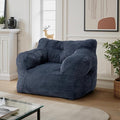 32" Bean Bag Chair,Loveseat Sofa,Corduroy Lazy Sofa Bed for Adults,Fit Living Room, Bedroom,Outdoor Spaces,Ultra Soft Dutch Velvet,Fluffy Comfort Washable Cover,72h Rebound,Blue