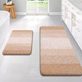 OLANLY Bathroom Rug Set 2 Piece, Soft Absorbent Microfiber Bath Rug Set, Non-Slip, Machine Wash Dry, Plush Shaggy Bath Mats for Bathroom (47"x20"+24"x16", Beige)