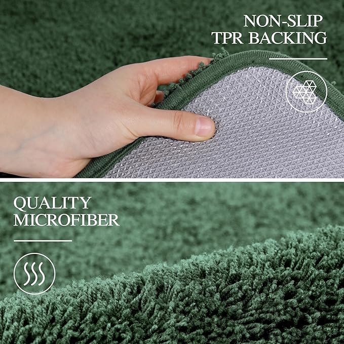 Walensee Large Bathroom Rug (24 x 60, Hunter Green) Extra Soft and Absorbent Shaggy Bath Mat Machine Washable Microfiber Non Slip Luxury Floor Mat