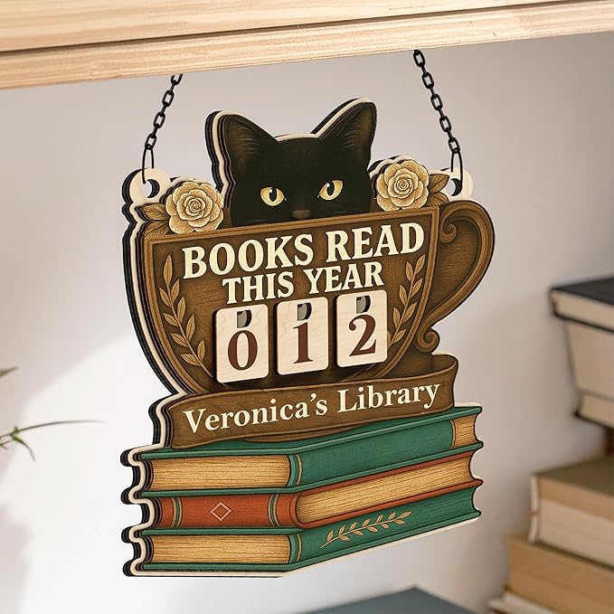 Personalized Books Read This Year Counter with Name, Book tracker for Reading Goal Challenge, Bookish Gifts for Teachers, Writers, and Literary Fans, Bookshelf Accessories, Home Library Décor