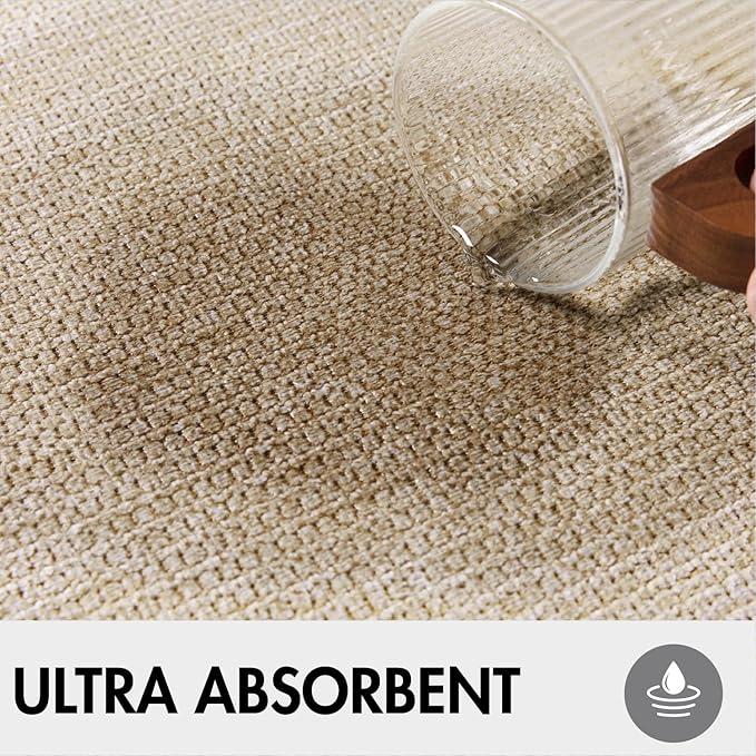 MIULEE Set of 2 Ultra Thin Bathroom Rugs, Rubber Bath Mats for Bathroom Non Slip, Quick Dry Absorbent Bath Rug Machine Washable, Fit Under Door, Shower, Sink, Home Decor, Light Beige, 17"x27"+20"x32"