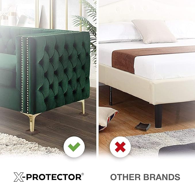 Furniture Cups X-PROTECTOR – 2" Caster Cups 4 PCS – Premium Furniture Coasters – Ideal Bed Stoppers – Non Skid Furniture Pads with a Perfect Design – Rubber Furniture Pads - Protect Any Flooring!