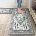Collive Boho Kitchen Rugs and Mats 2PCS, Cushioned Anti Fatigue Kitchen Mats for Floor Waterproof Non Slip Comfort Foam Standing Mat for Kitchen,Office,Sink,Laundry,17x30+17x47
