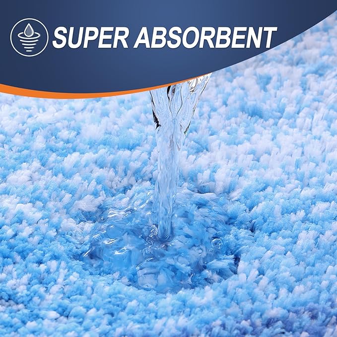 OLANLY Bathroom Rug Set 2 Piece, Soft Absorbent Microfiber Bath Rug Set, Non-Slip, Machine Wash Dry, Plush Shaggy Bath Mats for Bathroom (47"x20"+24"x16", Light Royal Blue)