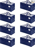 VENO 8 Pack Moving Bags w/Backpack Straps, Heavy Duty, Moving Boxes Alternative, Packing Supplies, Large Storage Totes for Dorm Room Essentials with Zipper for Clothes (Blue, 8 Pack)