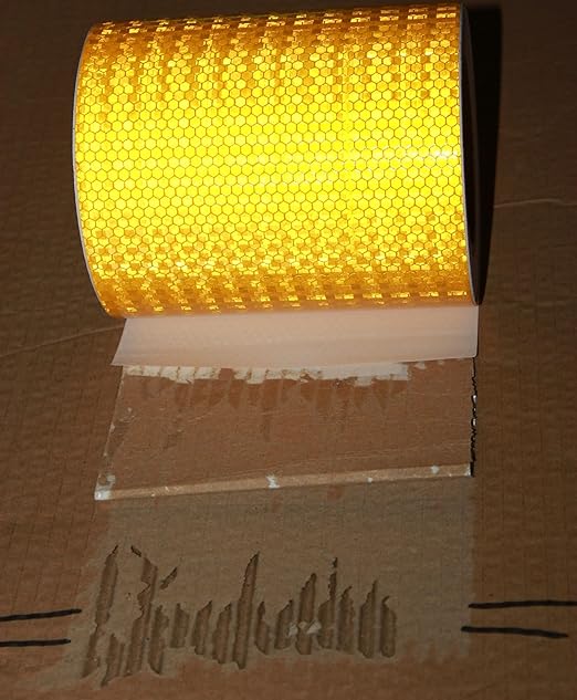 Yellow Reflective Tape Outdoor Waterproof 6 inch, High Visibility Hazard Conspicuity Safety Industrial Marking Tape (66 feet)