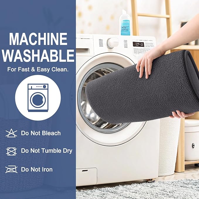OLANLY Thick Memory Foam Bath Mat Rug 24x16, Extra Soft Absorbent Bathroom Rug, Quick Dry Bath Mats, Non-Slip, Machine Washable Carpet for Bathroom, Tub and Shower, Home Decor Accessories, Dark Grey