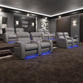 Seatcraft Kodiak Zero-Gravity CoolZero Italian Leather Home Theater Seating, Powered Headrest, Powered Lumbar, Powered Recline, Row of 2, Gray