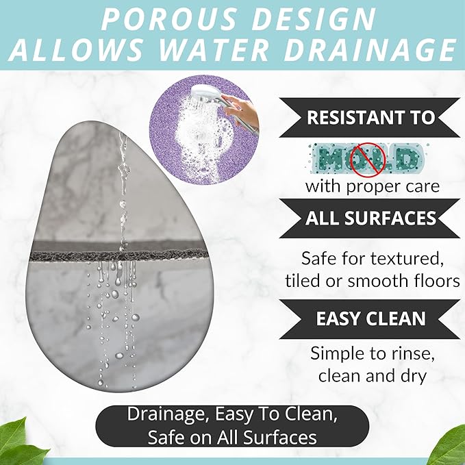 Enkosi Loofah Non-Slip Shower Mat - Shower Floors, Bathtub, Bathrooms, Wet Areas - Cushioned Bath Mat with Drain Holes - Quick Dry PVC, Secure Safety Pad Without Suction Cups (32x24 Purple)
