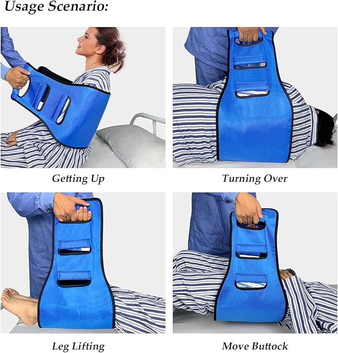 Transfer Belt Transfer Sling - Padded Gait Belt - Heavy Duty Patient Lift, Mobility Standing and Lifting Aid for Disabled, Elderly, Injured - Safely Move from Bed and Wheelchair (Blue)