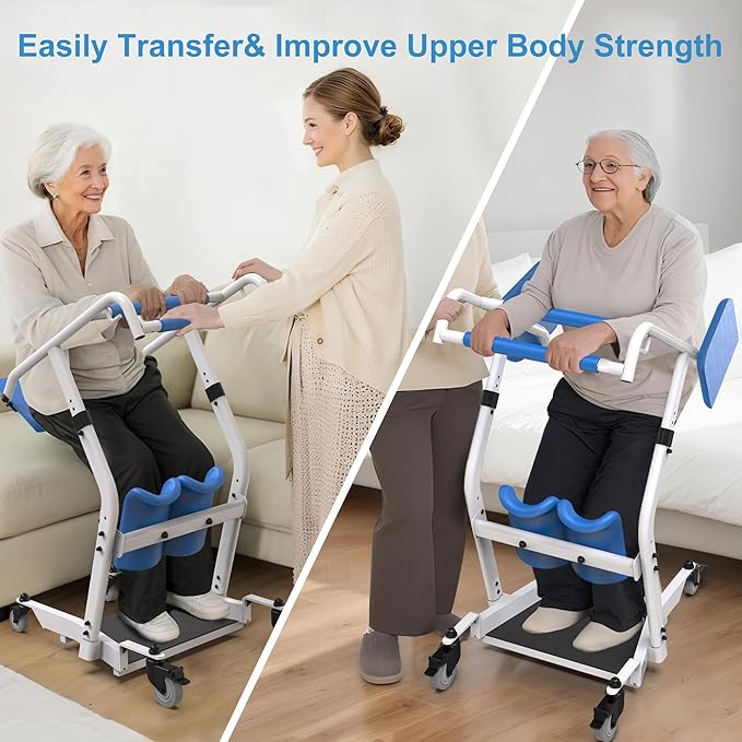 Upgraded Sit to Stand Patient Lift, One-Step Stand Assist Lift for Elderly,Lift Assist Transfer Device with Wheels, Home Care Use Transport Chair Stand Assist for Seniors, Adults & Disabled