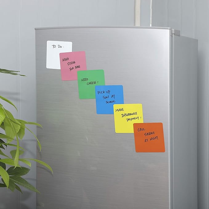 Dry Erase Magnets Set - 24 Pack - 4x4 in Whiteboard Magnetic Planning Pads Labels - Small White Board Magnet Strips Name Tags for Home and Office
