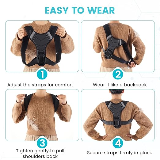 Posture Corrector for Men & Women, Adjustable Back Brace & Straightener for Office, Home & Daily Use, Relieve Back Pain, Prevent Hunching & Slouching, Comfortable & Breathable, S