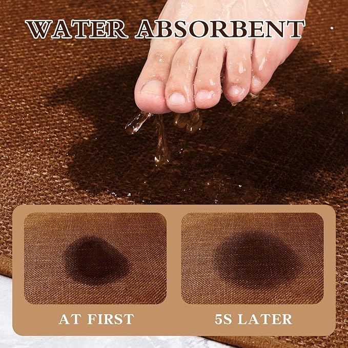 chakme Bathroom Rugs Mat 32x17, Ultra Thin Non Slip Bath Mat Quick Dry Absorbent Bath Mat for Bathroom, (Rust, 32"x17")