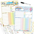 Magnetic Dry Erase Chore Chart for Two Kids at Home, Reward Chart for Kids Behavior. Includes 52 Static Tasks,126 Golden Stars and 8.5"x12" Video Game& Rainbow Magnetic Charts Each
