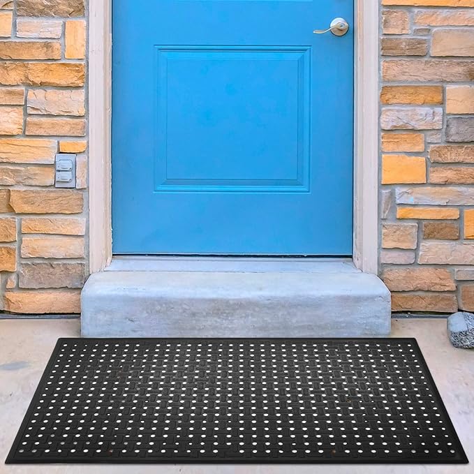 Rubber Non-Slip Waterproof Floor Mat Heavy Duty Anti-Fatigue Mats 33"x57" for Wet or Snow Deck, Restaurant Bar Kitchen Yard Boat