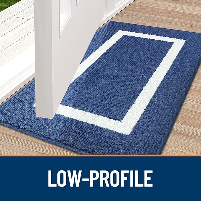 OLANLY Indoor Door Mat, 71x47, Non-Slip Absorbent Resist Dirt Entrance Mat, Washable Low-Profile Inside Entry Doormats for Entryway, Navy