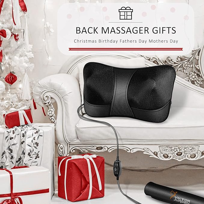VIKTOR JURGEN Mothers Day Back Massager Kneading for Neck, Shoulder and Foot, Shiatsu Massage Pillow with Heat, Relaxation Gifts for Women/Men/Dad/Mom/Christmas/Fathers Day