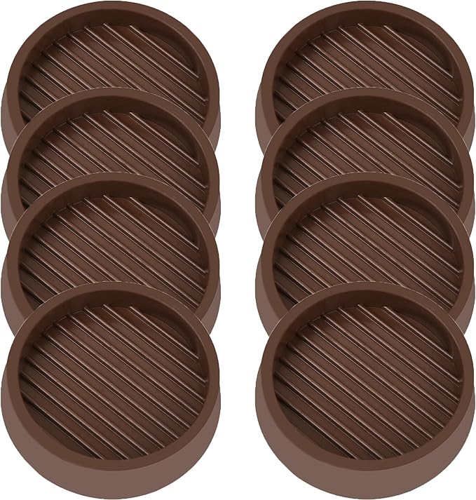 4X4 Round Rubber Caster Cups, Non Slip Furniture Pads, Anti-Slip Gripper, Anti Skid Furniture Feet, Anti Slide Floor Protector for Bed Couch Table Chair Stoppers (Brown, 8 Pack)