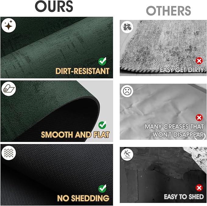 Ultra Thin Bath Mat, Upgrade Backing Non Slip Thin Bath Mats Fit Under Door, Quick Dry Ultra Absorbent Bathroom Rugs, Machine Washable Bath Rugs for Bathroom, Bathtub, Deep Green/Marble/32"x20"