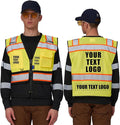A-SAFETY High Vis Reflective Safety Vest for Men Women Zipper Ipad Pockets Mesh Construction Apparel Neon Vest for Work