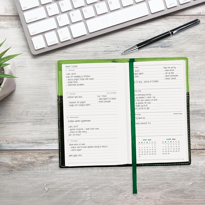 2026 Pocket Planner/Pocket Calendar and Pen, 3.5"x6": Includes 14 Months (November 2025 - December 2026) / 2026 Weekly Planner/Weekly Agenda/Monthly Calendar Organizer (Green/Black)