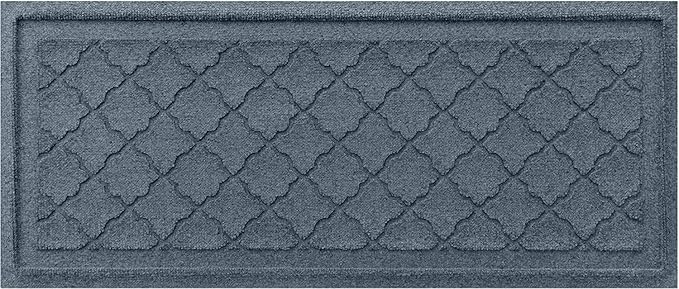 WaterHog Indoor Outdoor Boot Tray Mat – Slip-Resistant Entry Rug for Front Door, Mudroom, Porch, Patio, Garage, All Weather Floor Protector, Made in USA, Cordova Pattern, Bluestone, 15 x 36 Inches