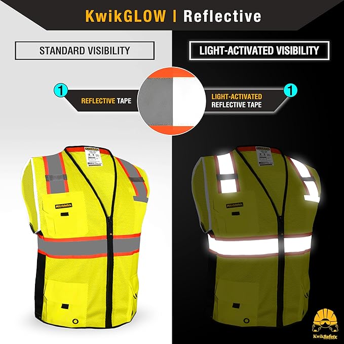 KwikSafety - Charlotte, NC - BIG KAHUNA Safety Vest [2 PACK] Class 2 ANSI OSHA Reflective Vest Durable High Visibility Vest Construction Safety Vest for Men Industrial Work Gear/Yellow 2XL