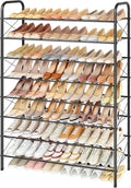 Hoctieon 8 Tier Shoe Rack for Closet, Durable Mesh Style Shoe Rack, Entryway Shoe Shelf, Shoe Storage Organizer for Hallway, Bedroom, Living Room, Wardrobe, Black