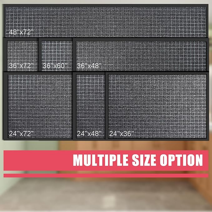 Kuyal Front Door Mat, 2'*3' Door Mat for Inside Outside Entrance,Waterproof Welcome Mats with Non-Slip Backing, Indoor Outdoor Entryway, Commercial Floor Mats, Durable & Easy to Clean, Dark Gray