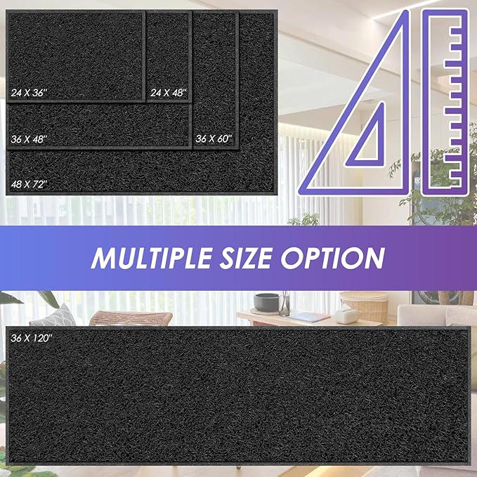 Kuyal Door Mat, 2'x4' Indoor Outdoor Entrance Mat to Trap Dirt and Moisture, Non Slip Waterproof Outdoor Mats, Commercial Floor Inside Outside Entrance, Heavy Duty Durable Welcome Mats, Black