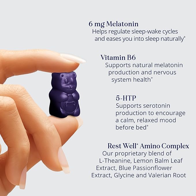 SugarBearPro Sleep Gummy 14 Day Supply, Extra Strength Melatonin 6mg, for Men & Women, Vegan Vitamin B6, L-Theanine, 5 HTP, Valerian, Sleep Aid for Adults & Teens, Certified Kosher