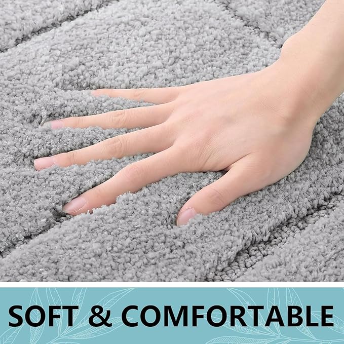 Buganda Bathroom Rugs, 70" x 24", Soft and Absorbent Microfiber Bath Rugs, Non-Slip Shaggy Shower Carpet, Machine Wash Dry Bath Mats for Bathroom Floor, Tub and Shower, Grey